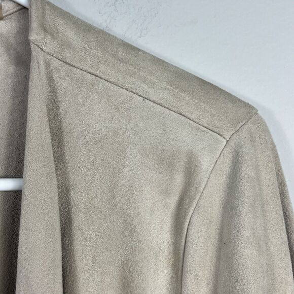 Soft Surroundings Beige Tan Faux Suede Open Drape Blazer Jacket Medium - Picture 5 of 10